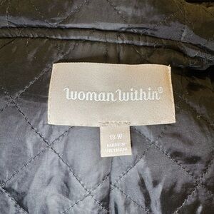 Woman Within Black Quilted Trench Coat Liner